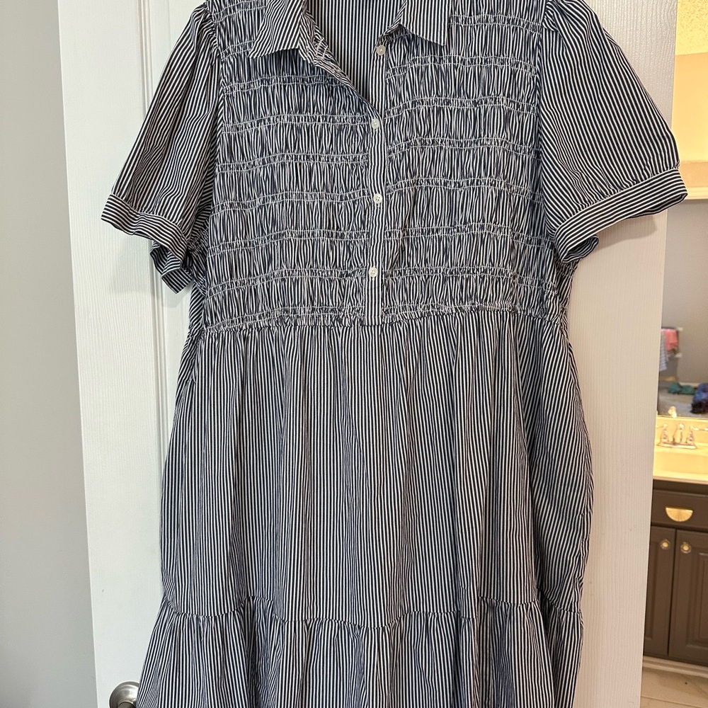 J. Crew Navy and White Striped Dress